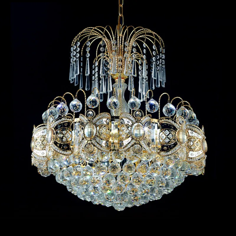 Contemporary Crystal Chandelier - 10-Light Gold Dome Ceiling Fixture, Perfect for Dining Room