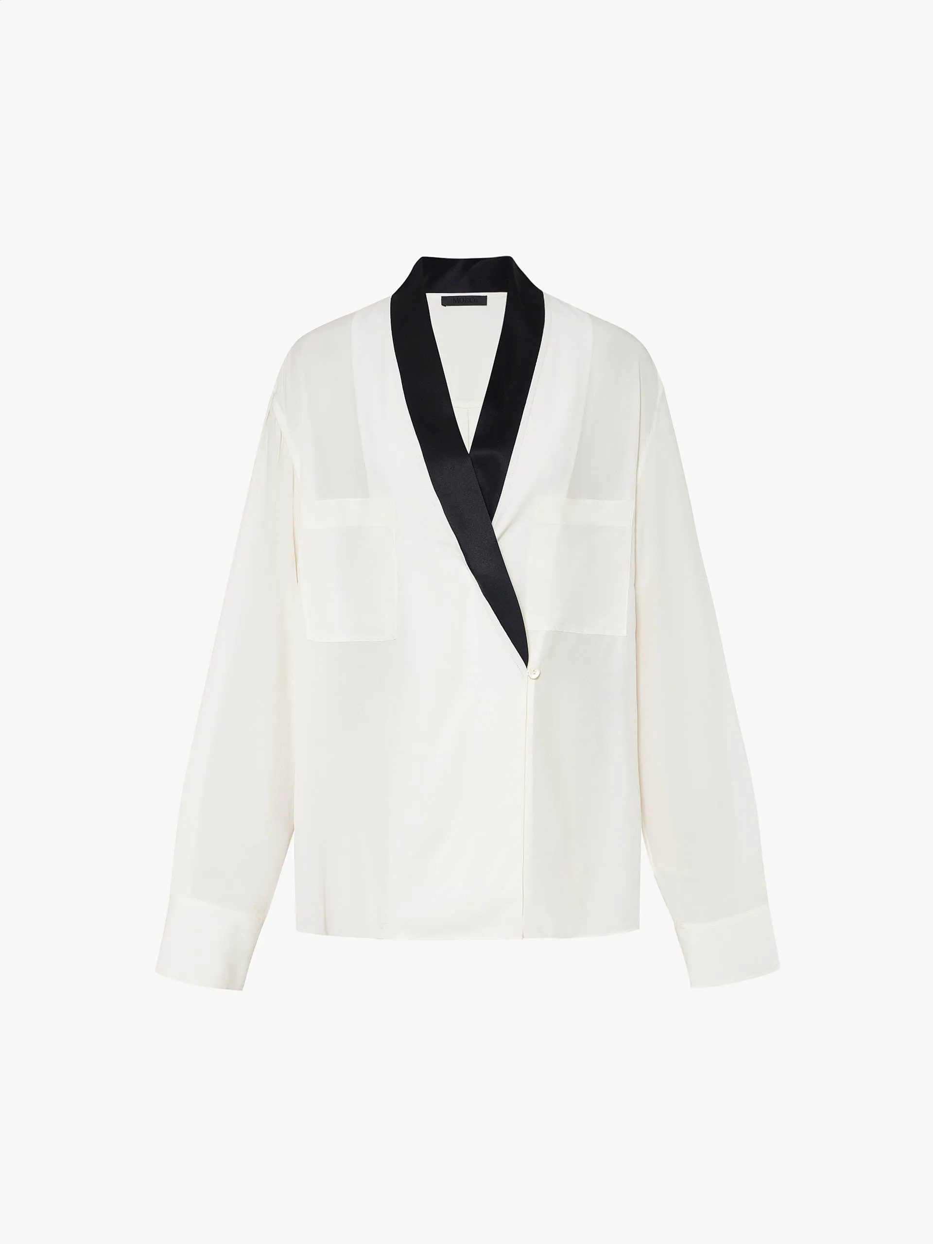 Contrast Detail V-neck Blouse