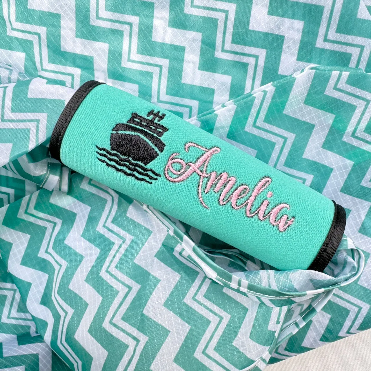Cruise Name Luggage Handle Wrap Personalized and Embroidered, Cruise Trip Name Suitcase Tag