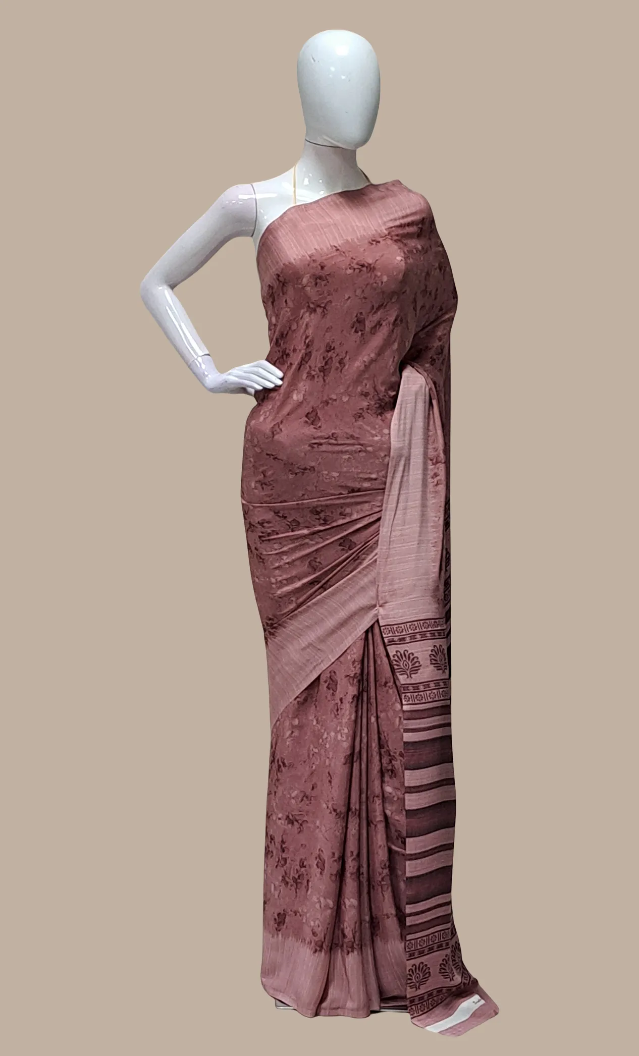 Dark Mink Printed Sari