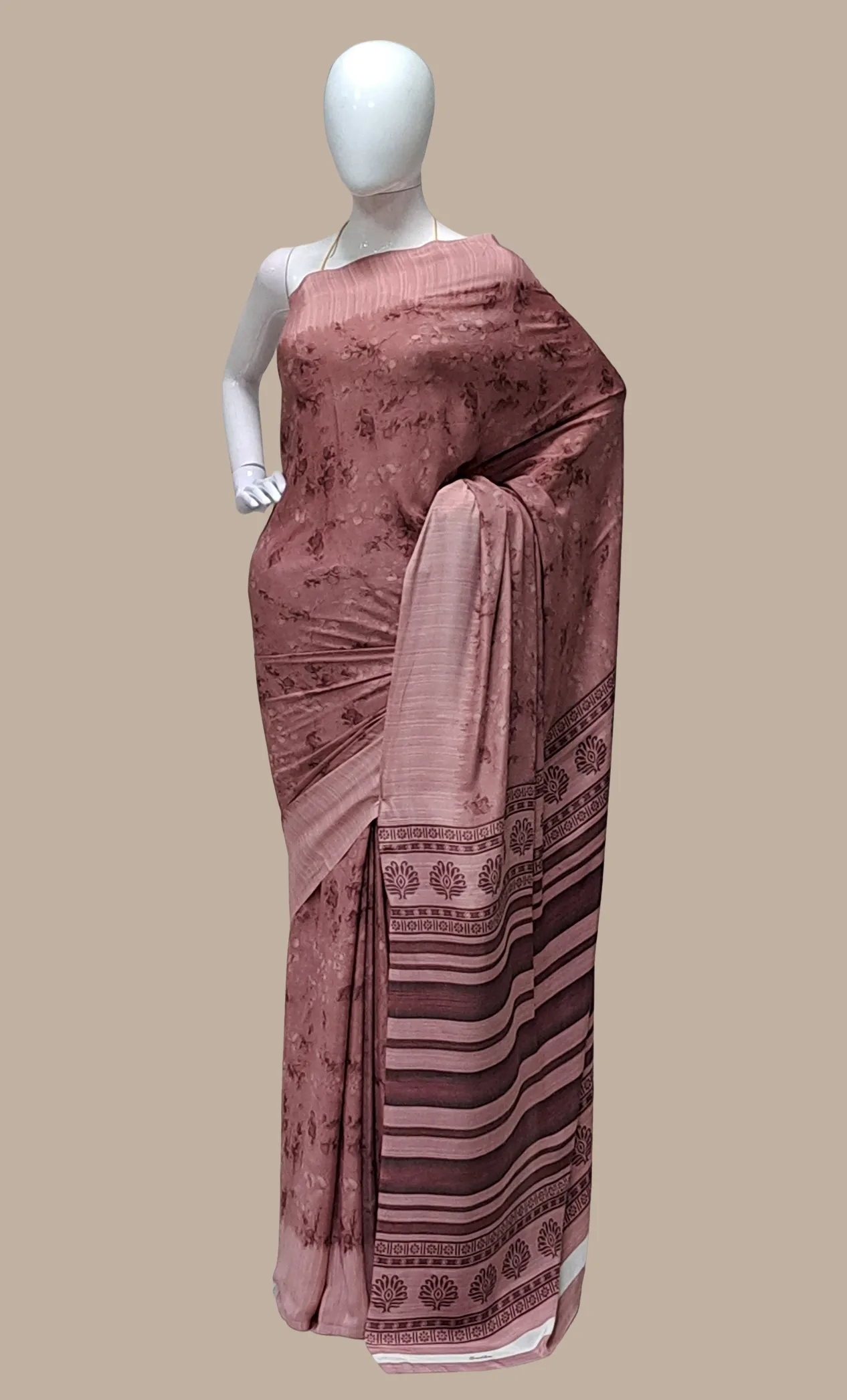 Dark Mink Printed Sari
