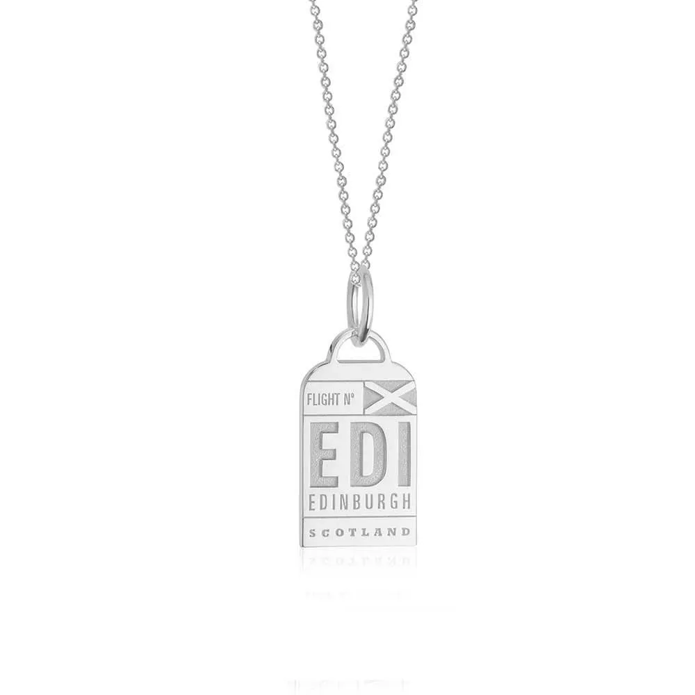 Edinburgh Scotland EDI Luggage Tag Charm Silver