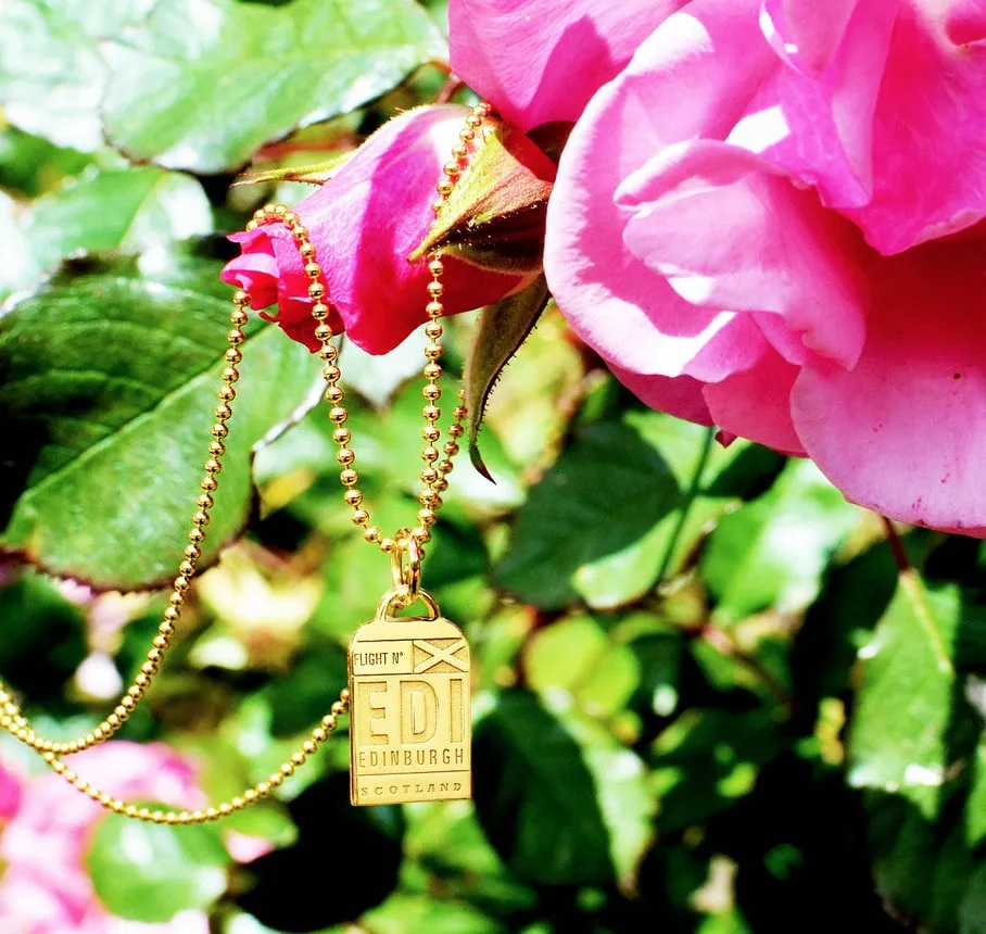 Edinburgh Scotland EDI Luggage Tag Charm Solid Gold