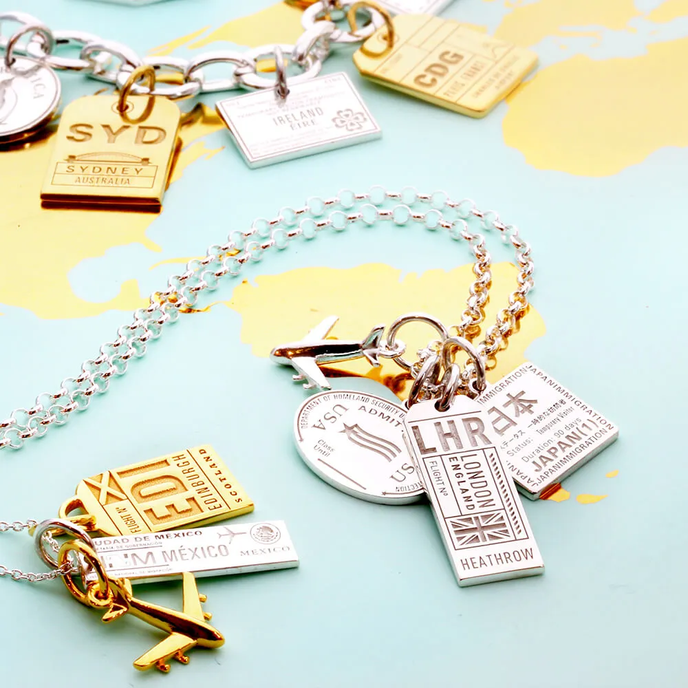 Edinburgh Scotland EDI Luggage Tag Charm Solid Gold