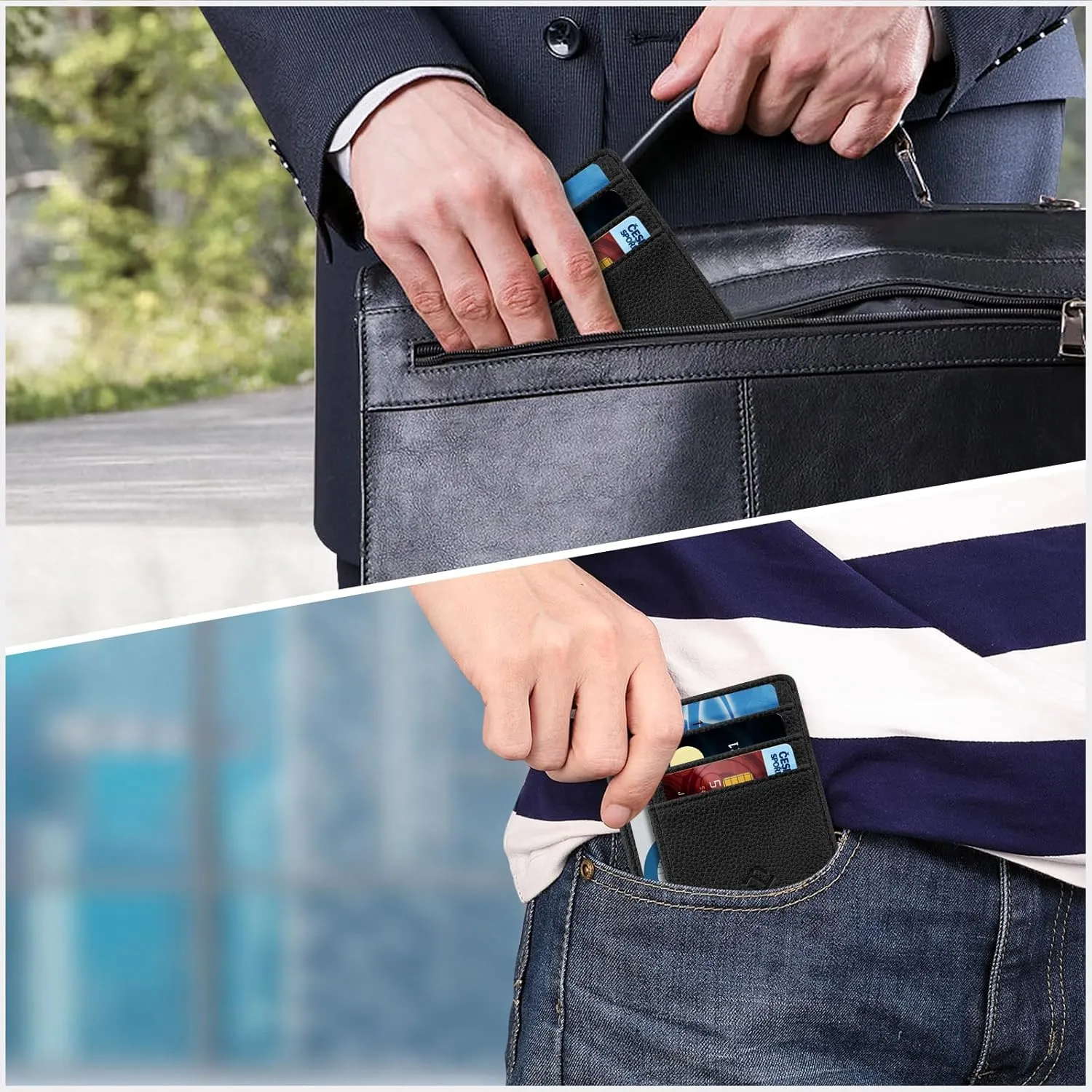 Fintie Slim Minimalist Front Pocket Wallet, RFID Blocking Credit Card Holder Card Cases with ID Window for Men Women (Black)