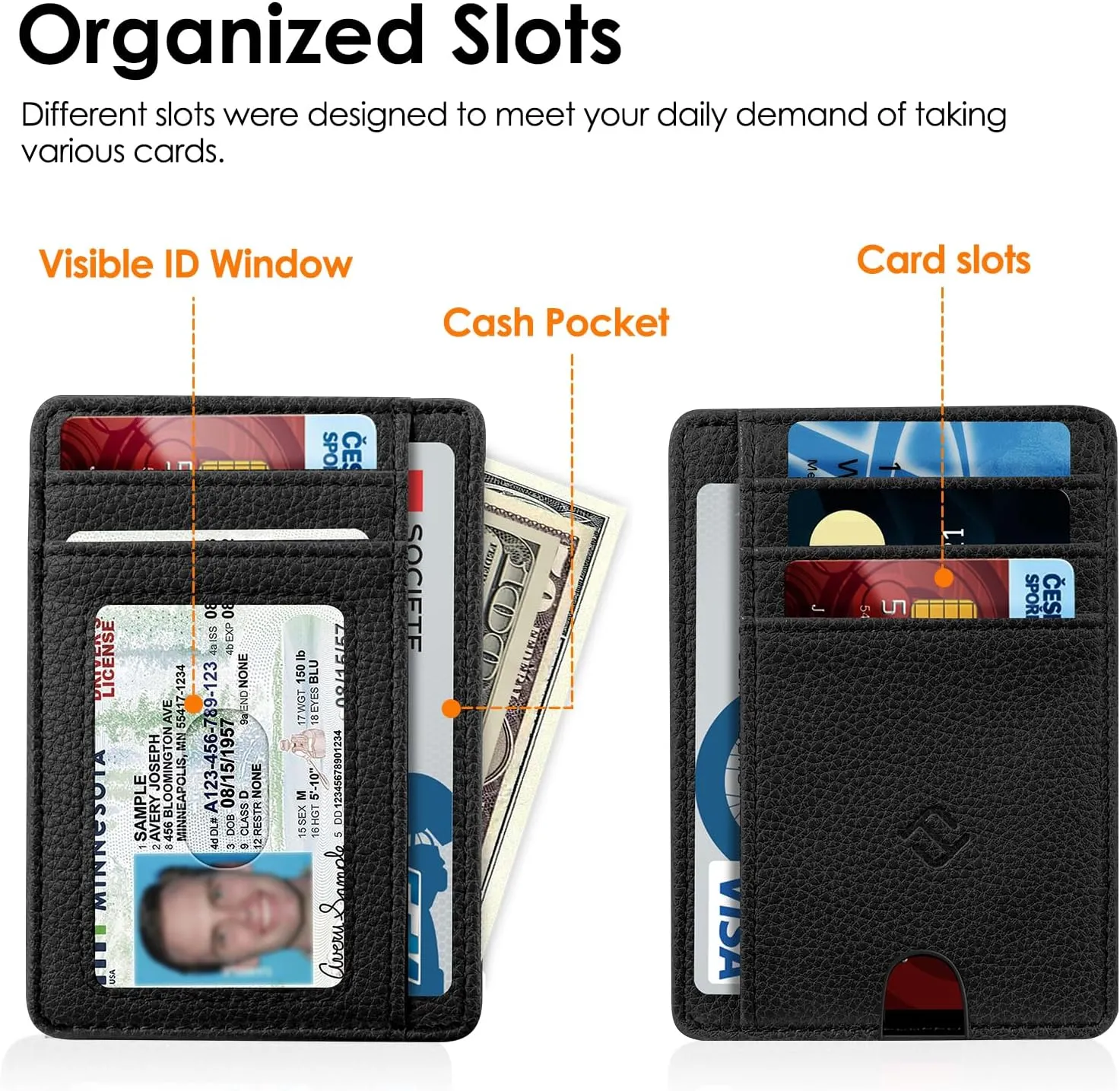 Fintie Slim Minimalist Front Pocket Wallet, RFID Blocking Credit Card Holder Card Cases with ID Window for Men Women (Black)