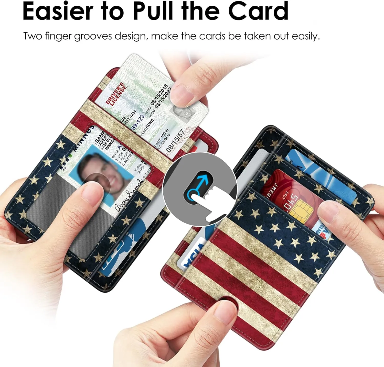 FINTIE Slim Minimalist Front Pocket Wallet, RFID Blocking Credit Card Holder Card Cases with ID Window for Men Women (US-Flag)