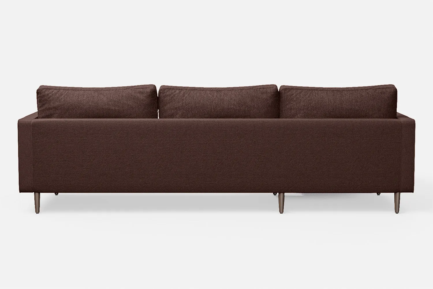 Gela 3 Seater Left Hand Facing Chaise Lounge Corner Sofa Coffee Brown Linen Fabric