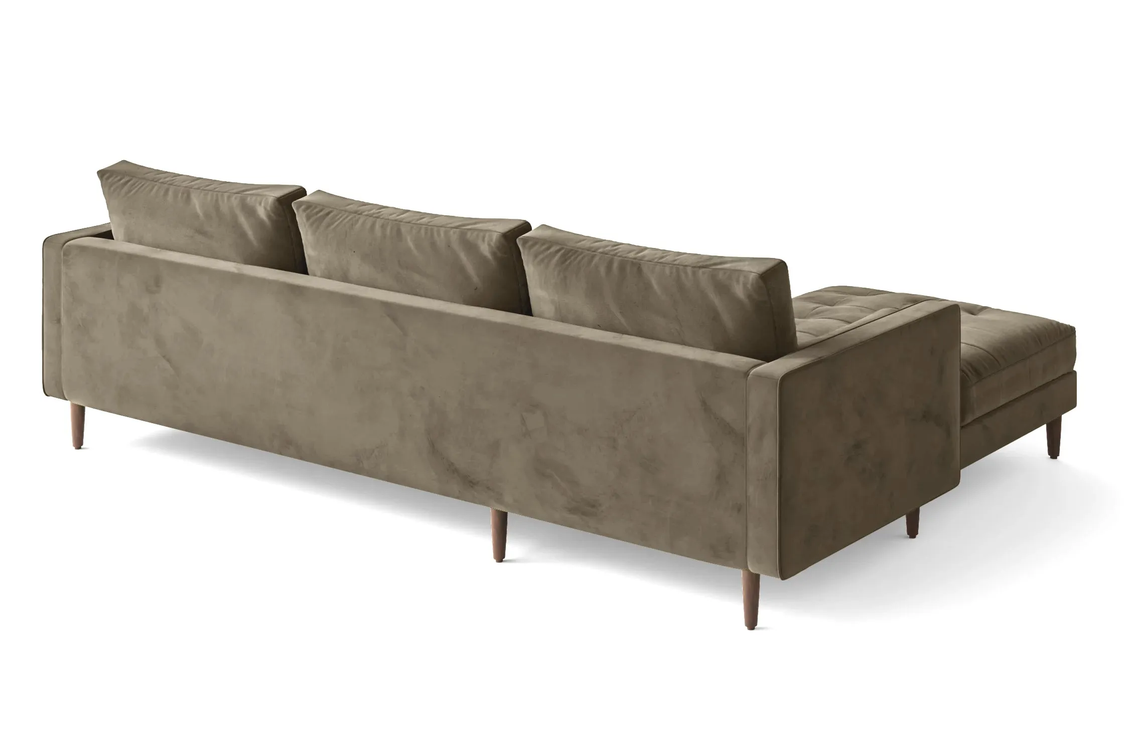 Gela 3 Seater Right Hand Facing Chaise Lounge Corner Sofa Sand Velvet