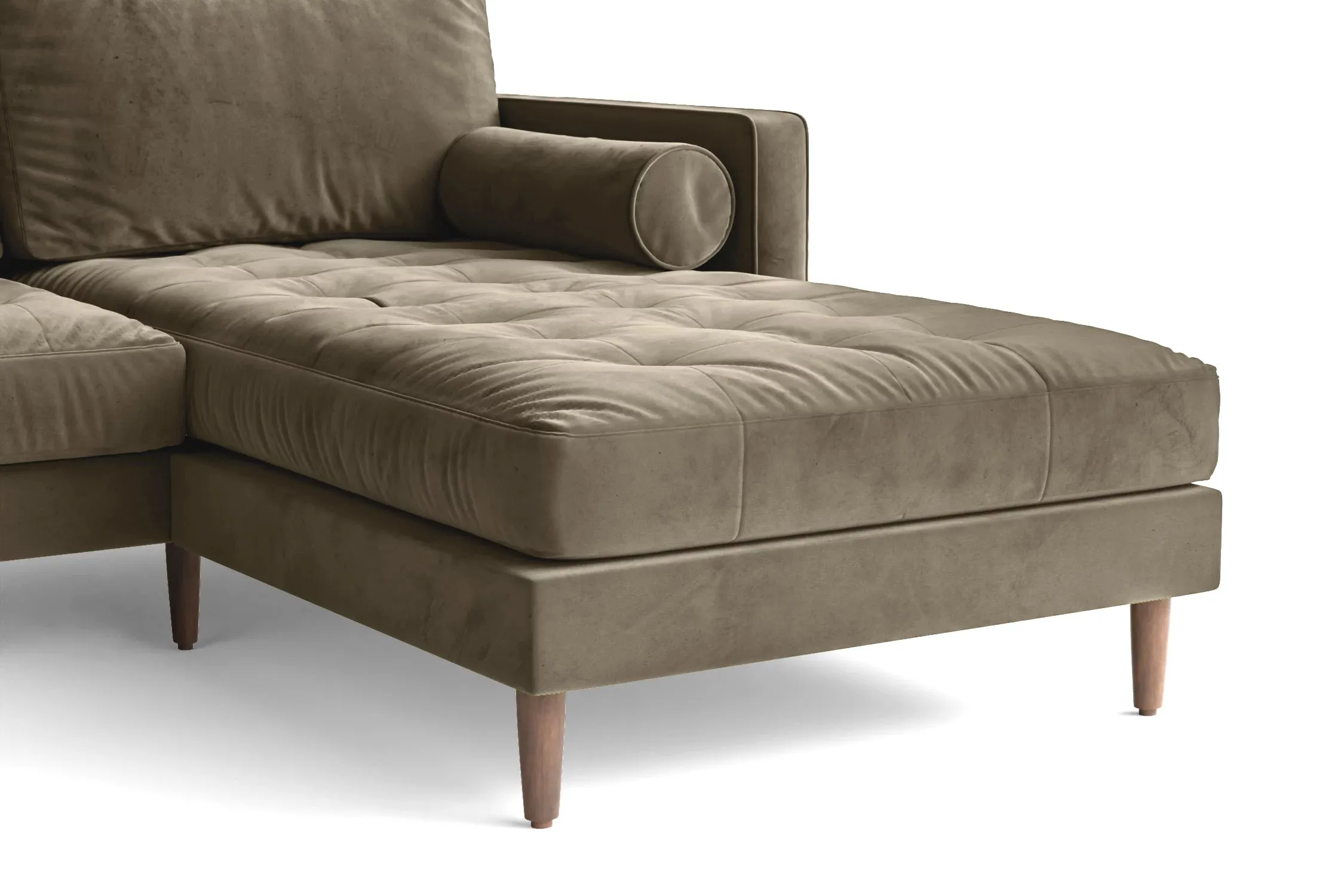 Gela 3 Seater Right Hand Facing Chaise Lounge Corner Sofa Sand Velvet