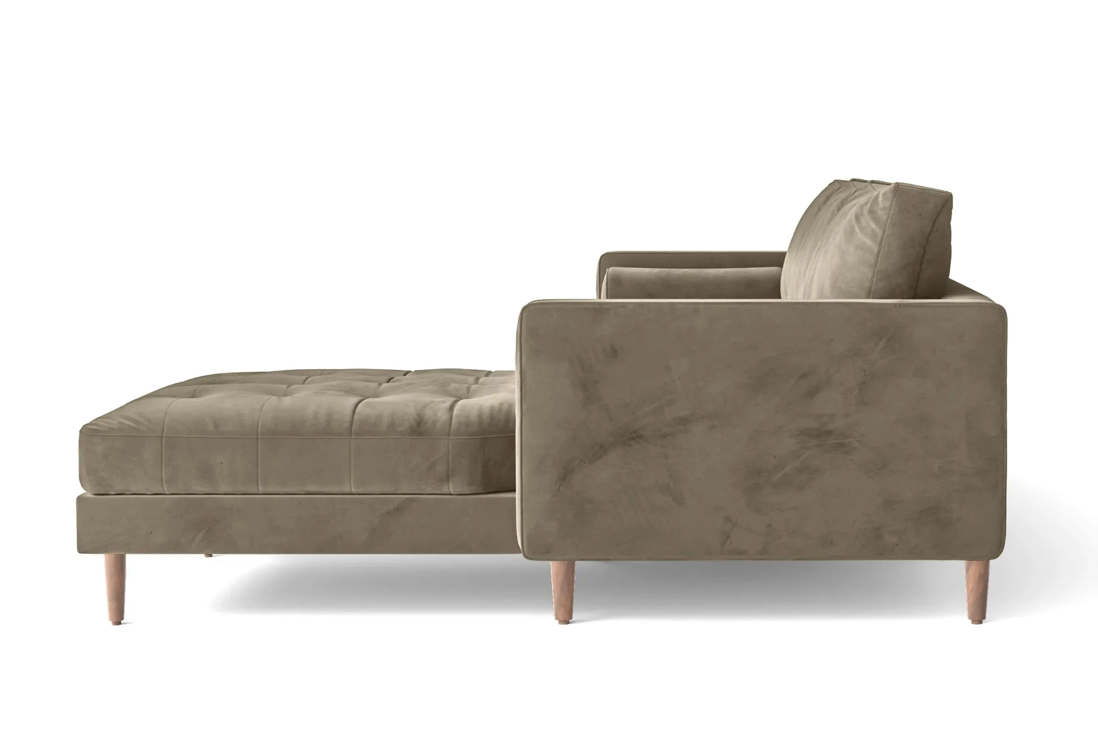 Gela 3 Seater Right Hand Facing Chaise Lounge Corner Sofa Sand Velvet