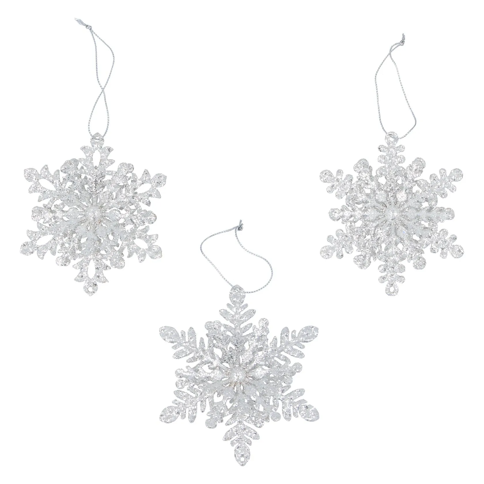 Gisela Graham Metal 11cm Pale Silver Glitter Snowflake (Choice of 3)
