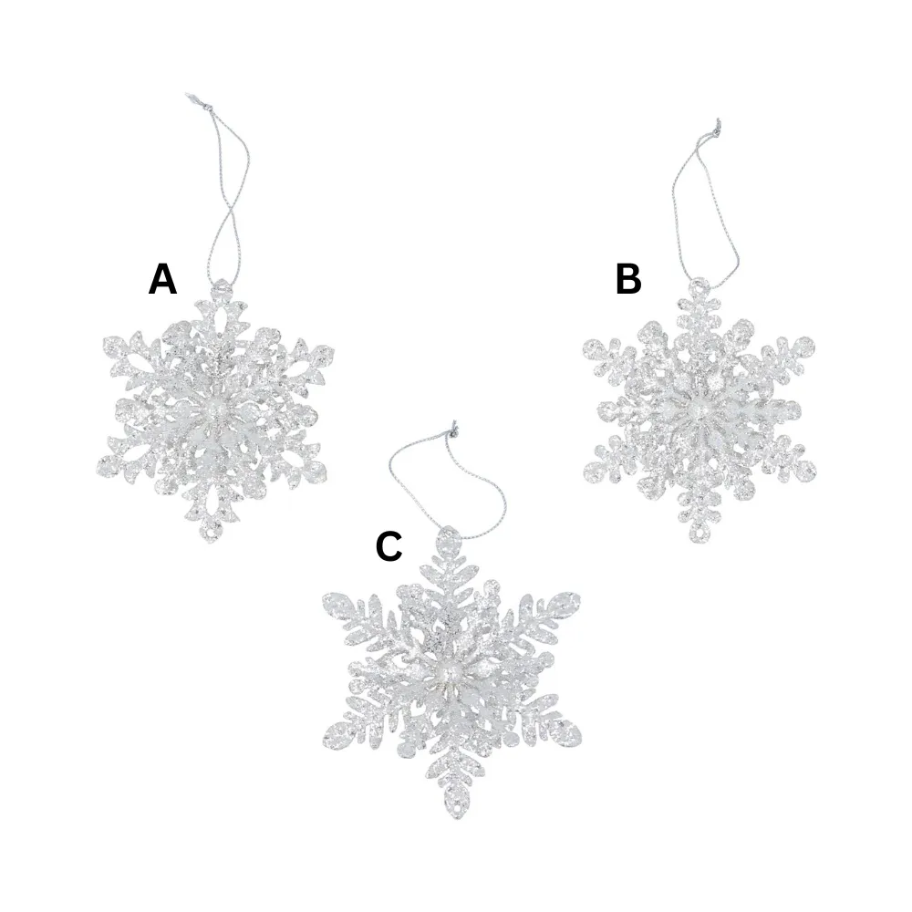 Gisela Graham Metal 11cm Pale Silver Glitter Snowflake (Choice of 3)