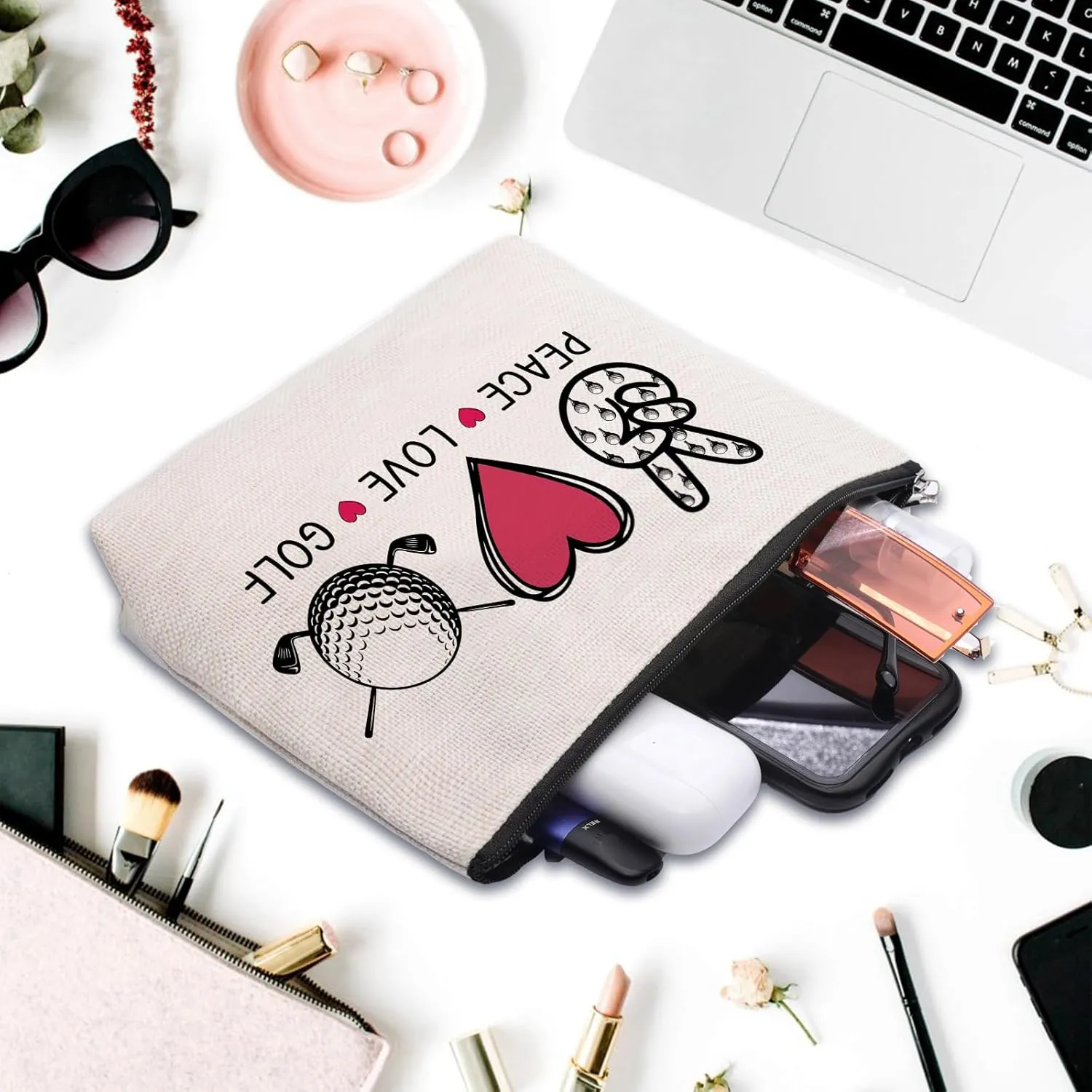 Golf Gifts Makeup Cosmetic Bag, Birthday Gifts for Golf Lover, Golfing Gift for Golfer Women Pouch