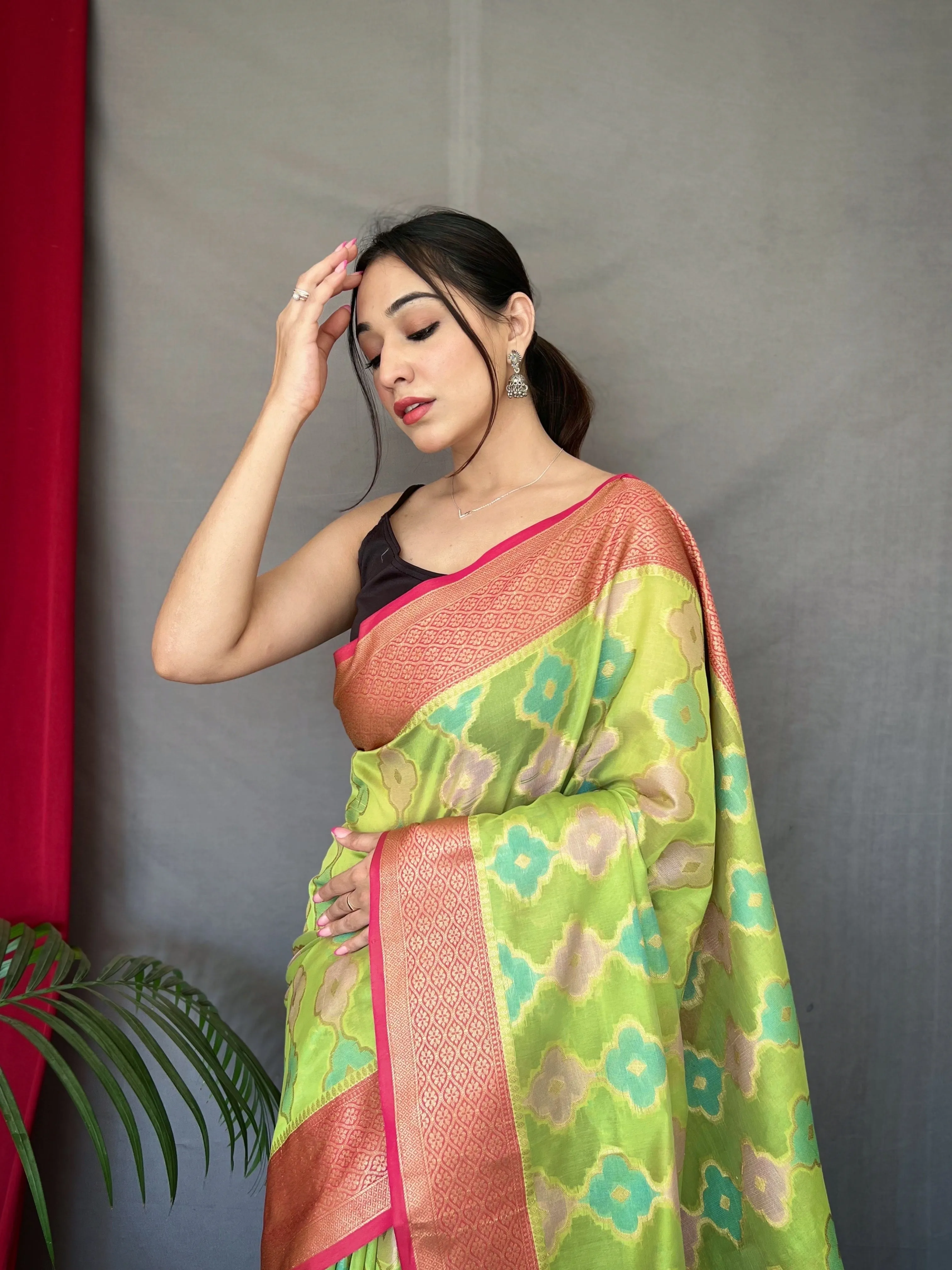 Green Saree in Organza