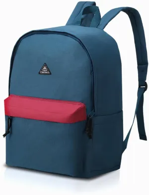 Haimont Backpack Work, Travel, Laptop Bookbag with Water Bottle Pocket, 20L Casual Daypack, Navy/Red