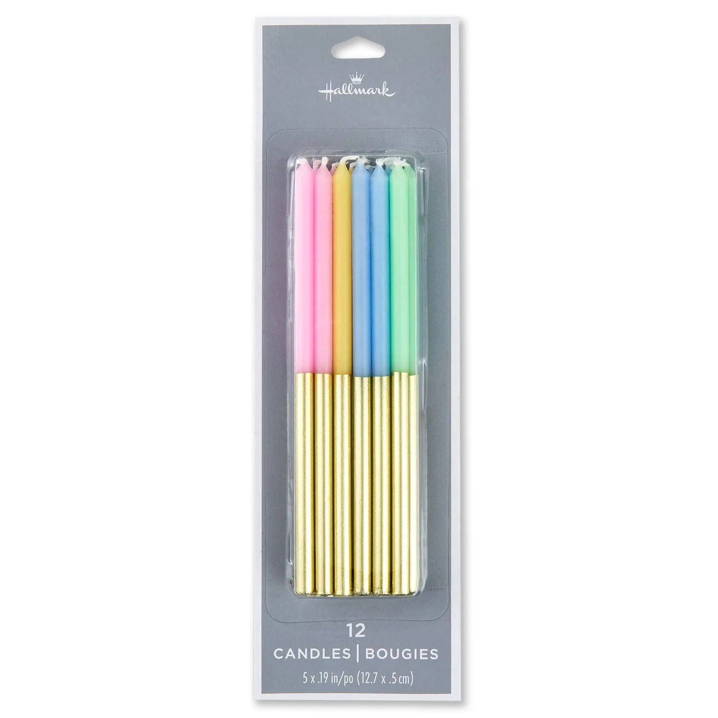 Hallmark Pastel and Gold Two-Tone Tall Birthday Candles, Set of 12