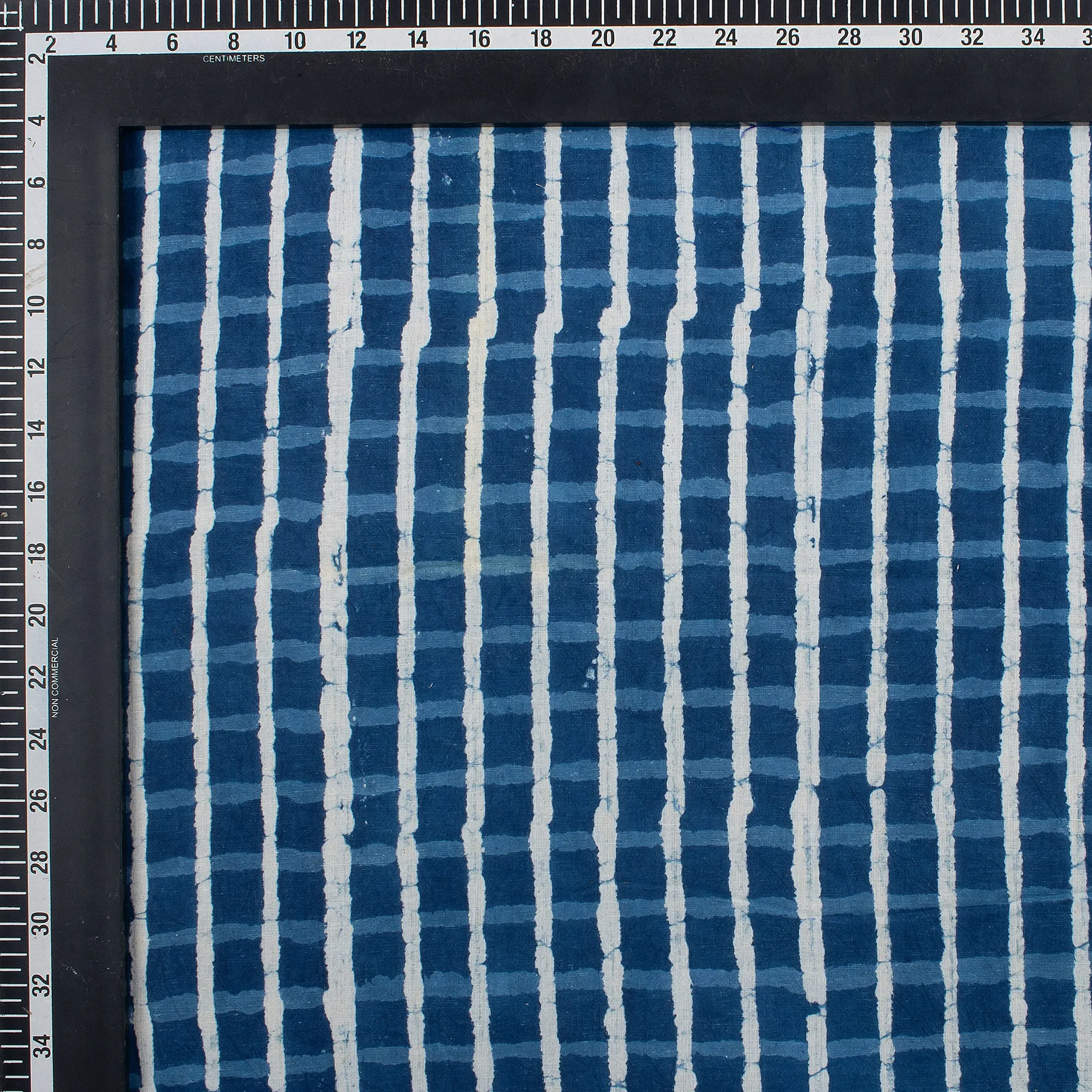 Hand Block Striped Indigo Cotton Fabric