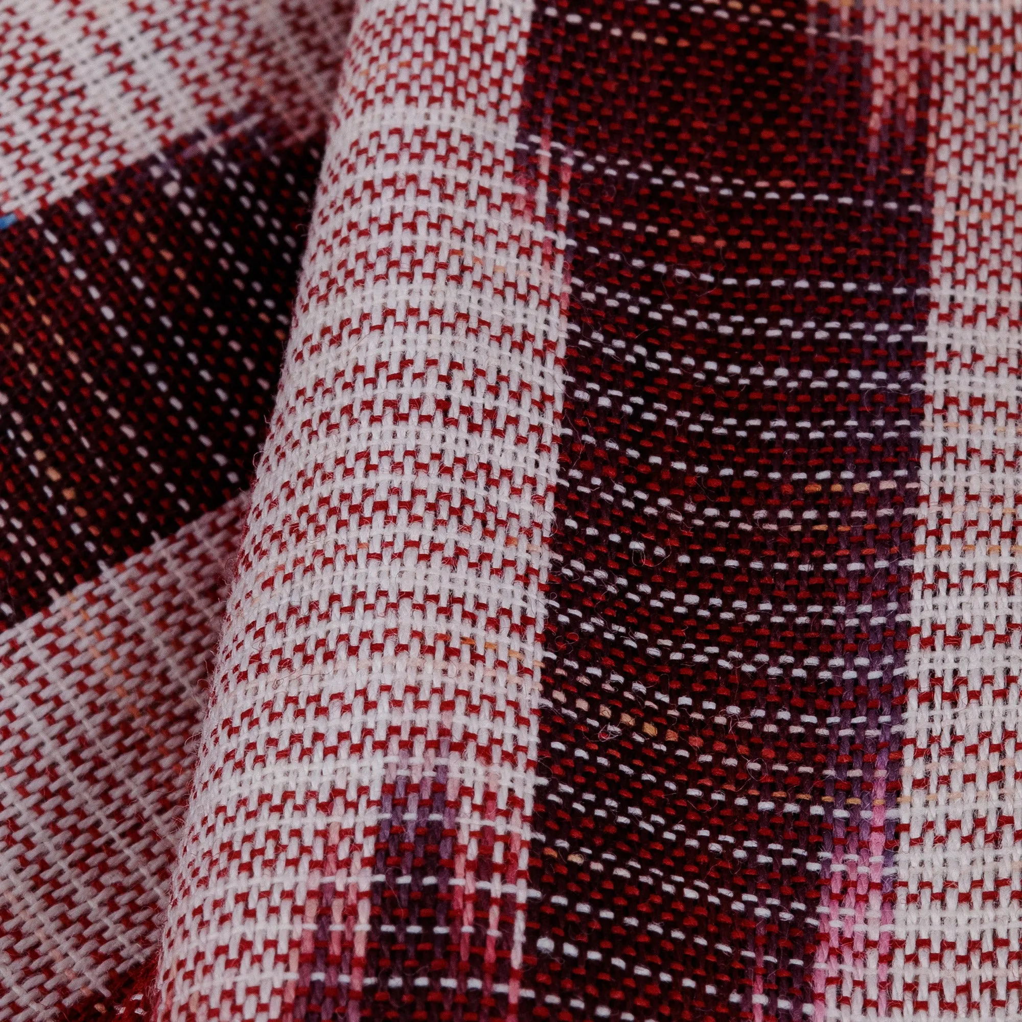 Handcrafted Ikat Patterned Red and Blue Fringed Cotton Scarf - Palace Colors | NOVICA
