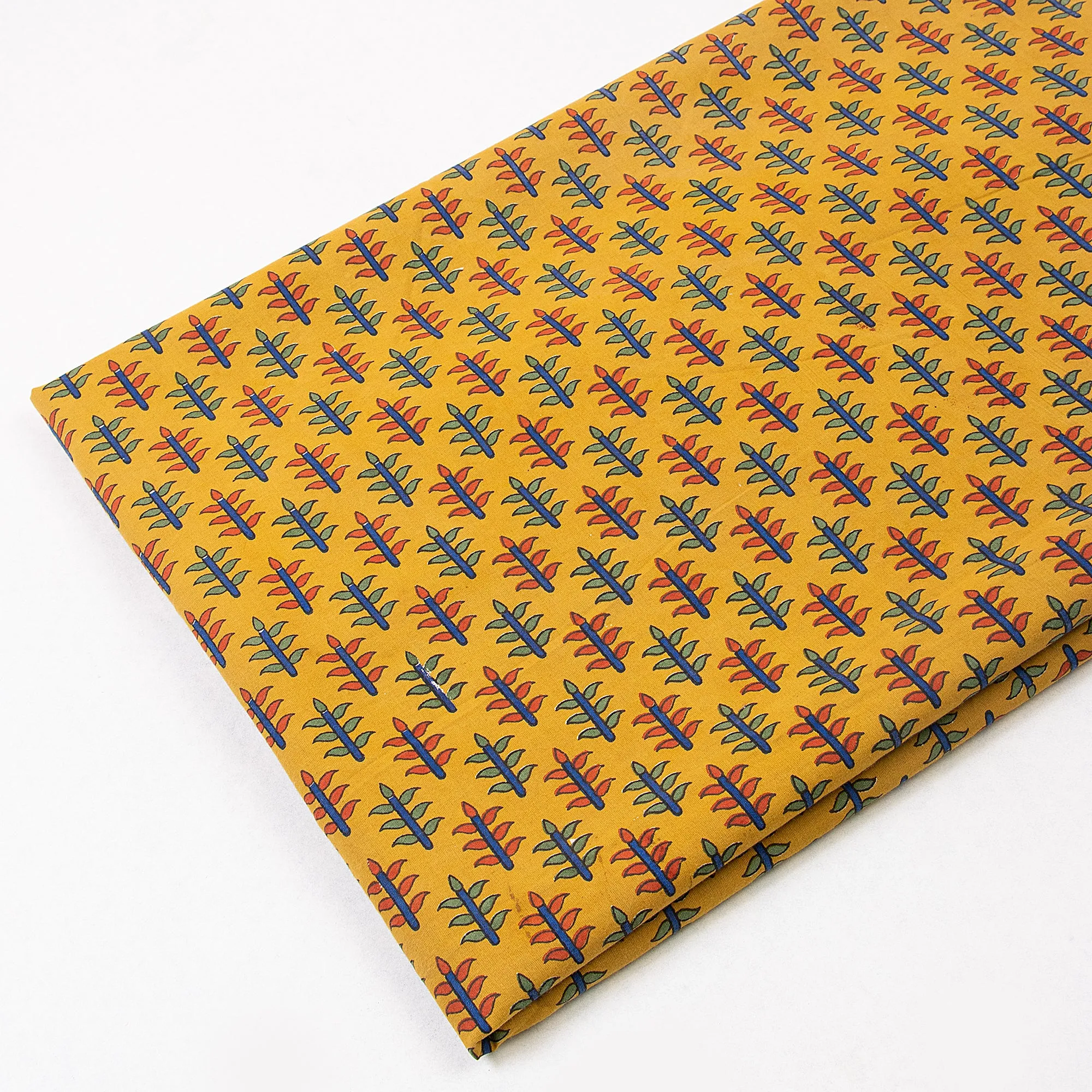 Handmade Natural Dyed Yellow Printed Cotton Fabric