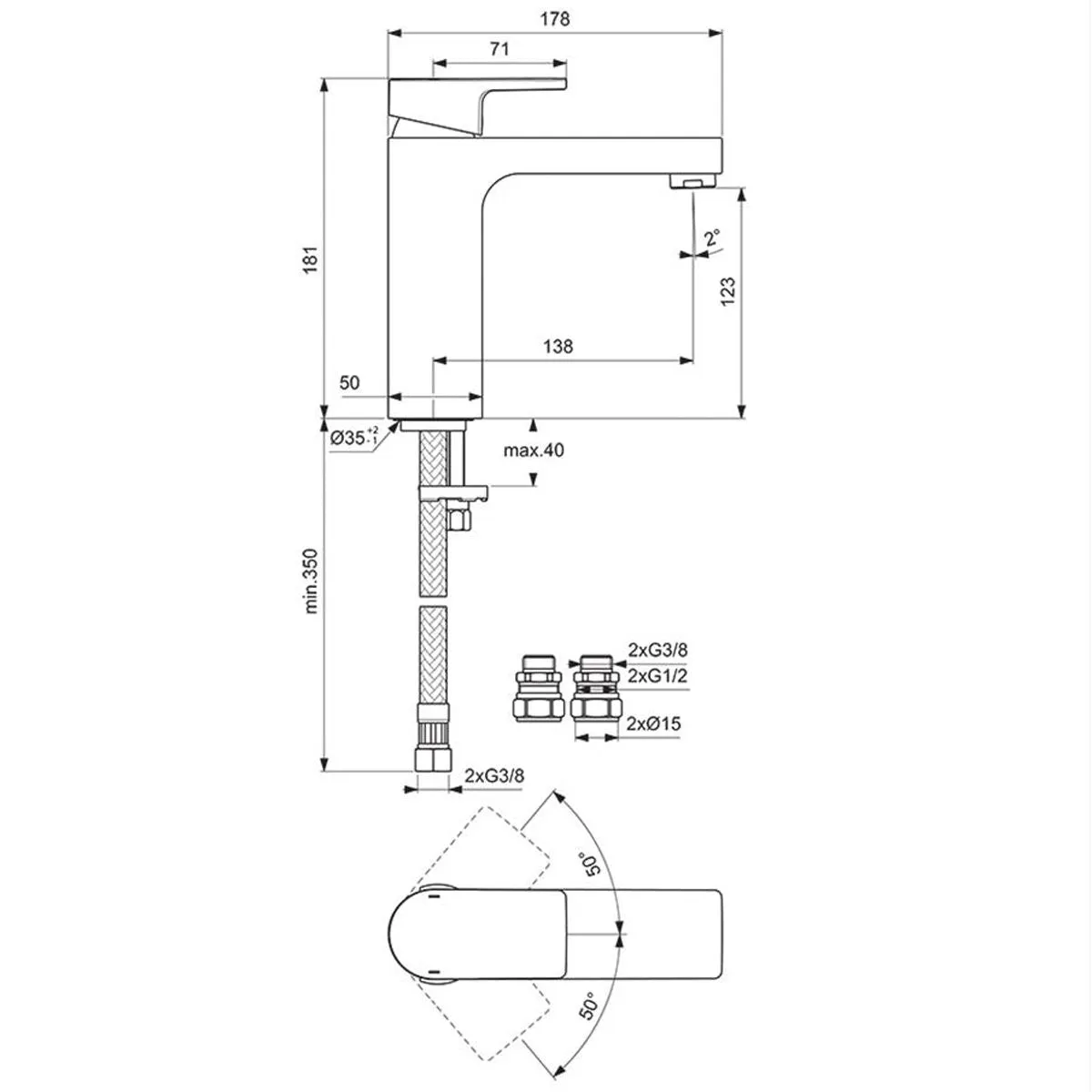 Ideal Standard Edge Single Lever Bath Filler Chrome - A7579