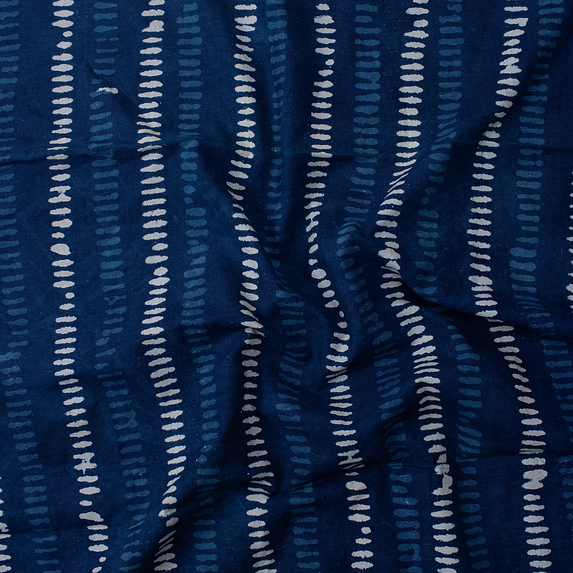 Indigo Block Striped Print Fabric
