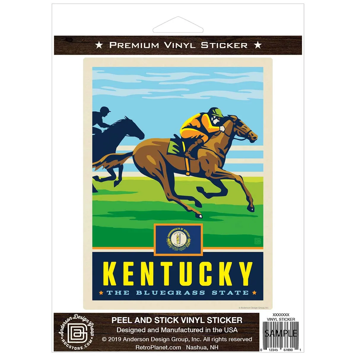 Kentucky Bluegrass State Horse Racing Vinyl Sticker