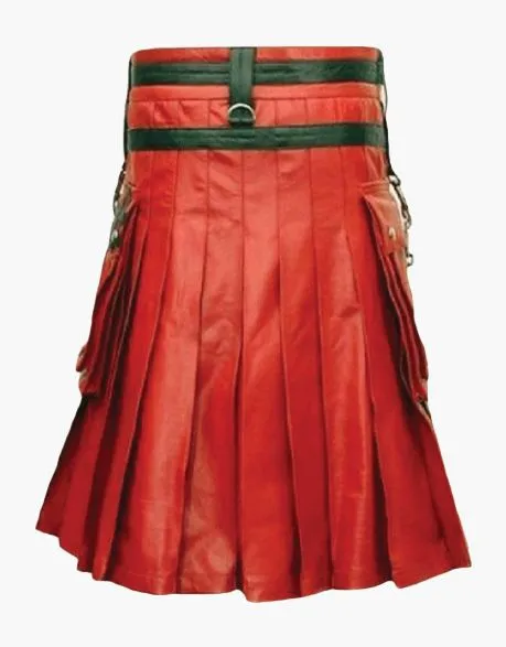 KILT IN RED AND BLACK LEATHER