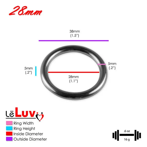 LeLuv Stainless Steel Glans/Penis Rings | 5mm-6mm Round Gauge | 22mm-64mm Inner Diameter