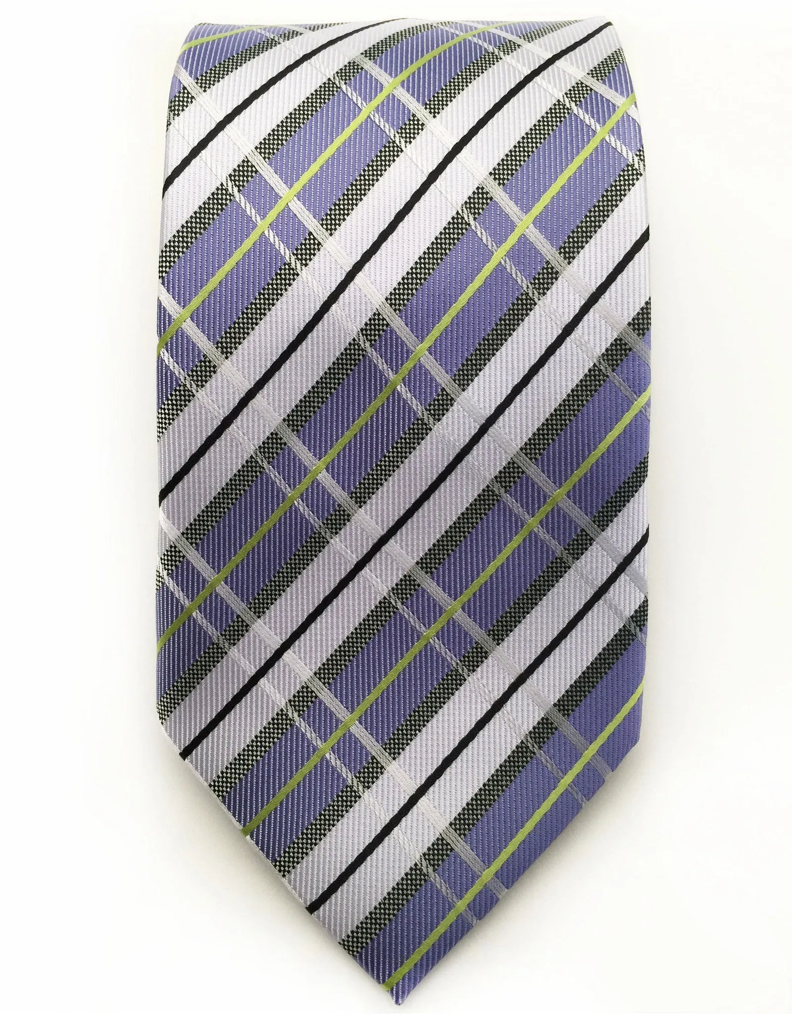 Lilac, White & Sliver Plaid Tie