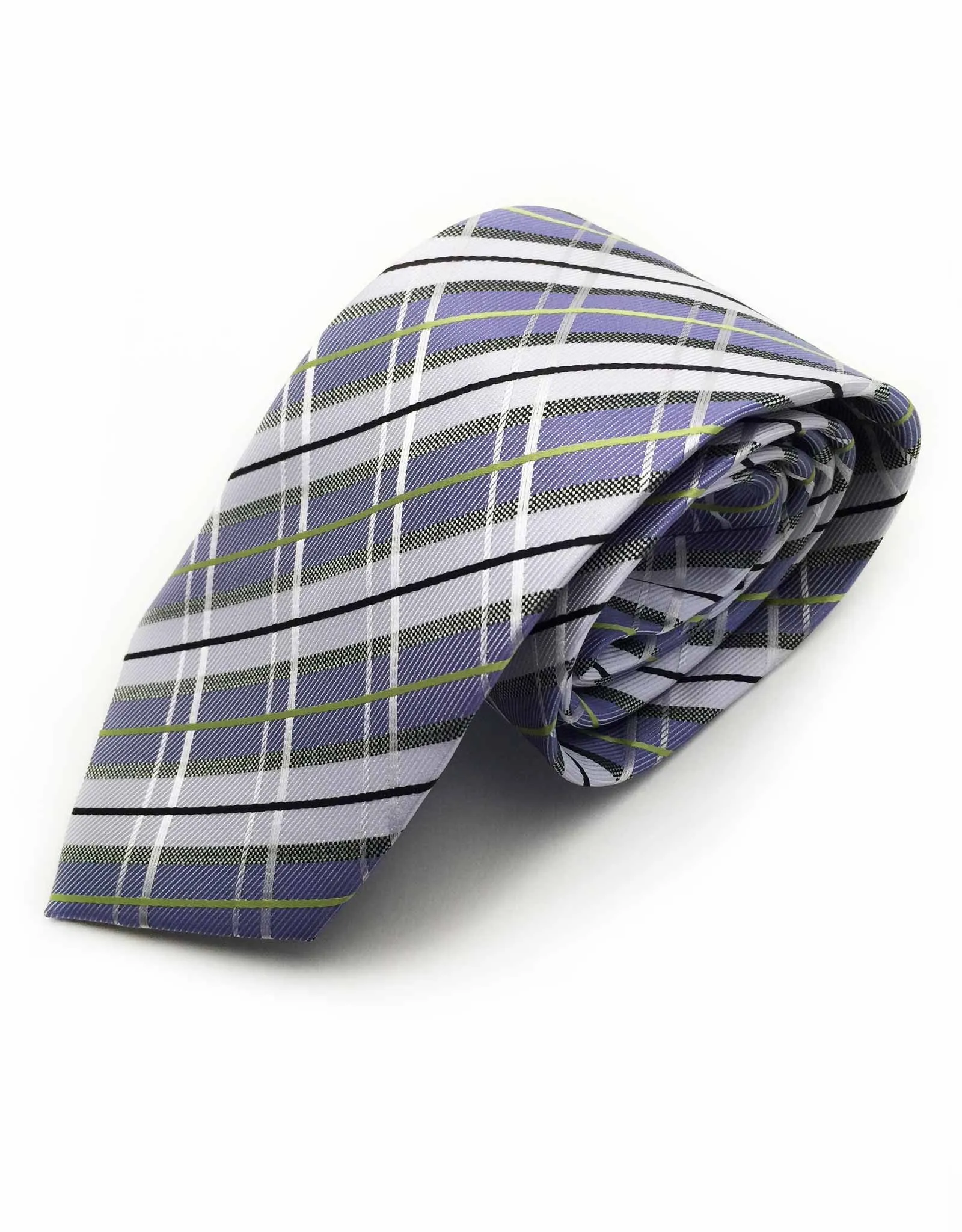 Lilac, White & Sliver Plaid Tie