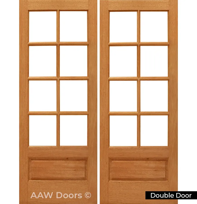 MAH 8/4 P/B Dual True Divided Mahogany French Patio Door