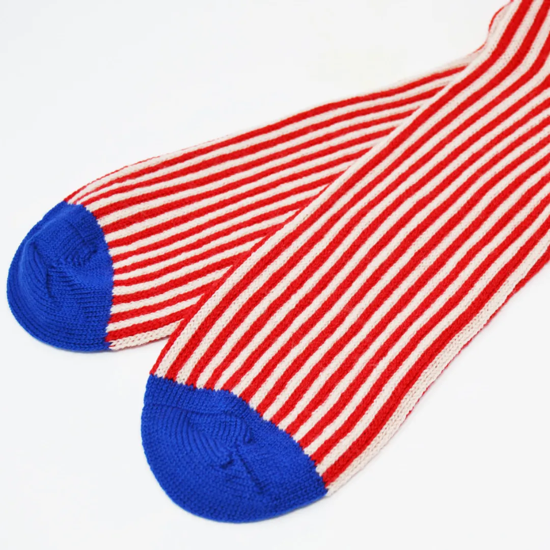 Men's Socks - Merino Wool - Red/Cream