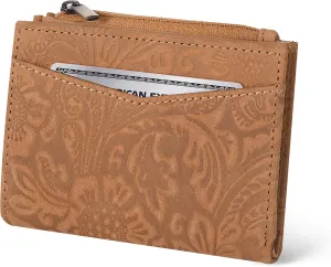 Oak Leathers Leather Wallet For Women - Small RFID Coin Purse Credit Card & ID Holder for Ladies, Gift for Women's, Bifold Wallets (Crazy Horse Cognac Flower)