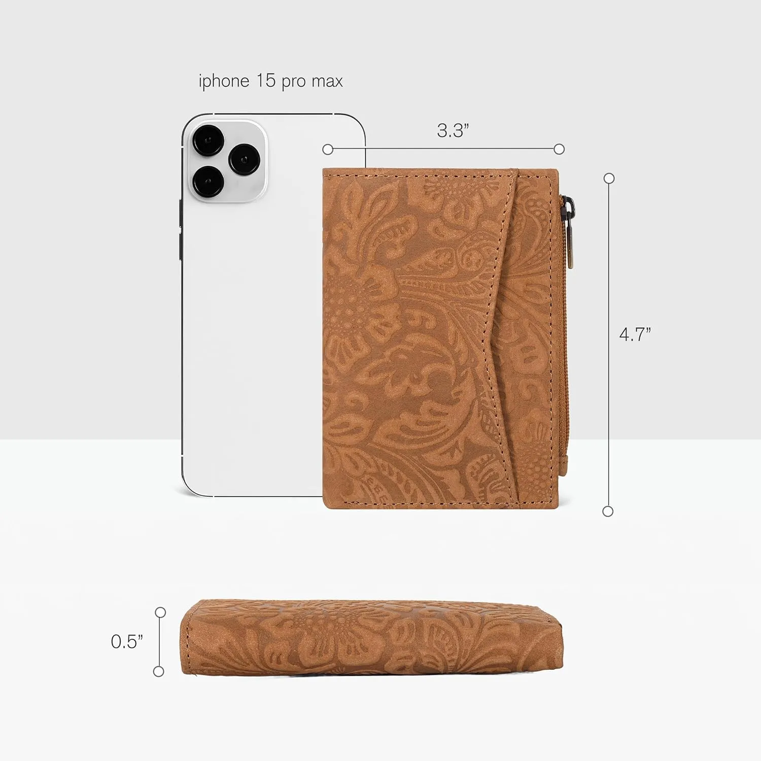 Oak Leathers Leather Wallet For Women - Small RFID Coin Purse Credit Card & ID Holder for Ladies, Gift for Women's, Bifold Wallets (Crazy Horse Cognac Flower)