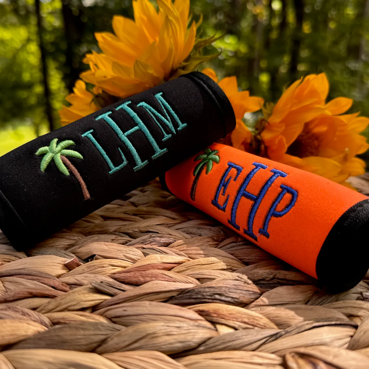 Palm Tree Name Luggage Handle Wrap Personalized and Embroidered, Name Suitcase Tag
