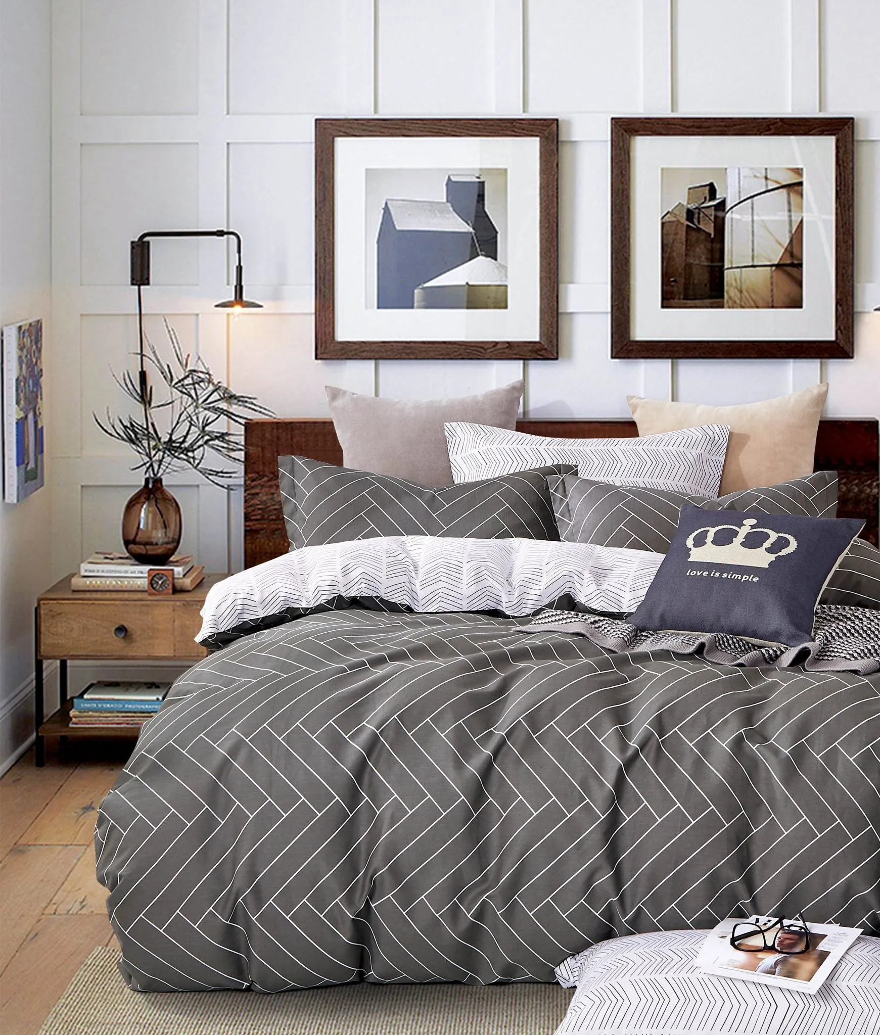 Patrick Grey Quilt Cover Set by Ardor