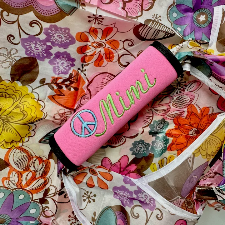 Peace Luggage Name Handle Wrap Personalized and Embroidered, Peace Sign Suitcase Bag Name Tag