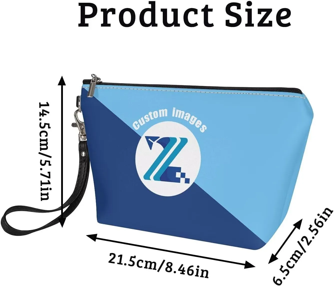 Personalized Gift for Her  Initial Makeup Bag with Wrist Strap, Vegan Leather Waterproof Design & Sturdy Zipper, Slim Travel Toiletry Bag for Airplane Essentials White E
