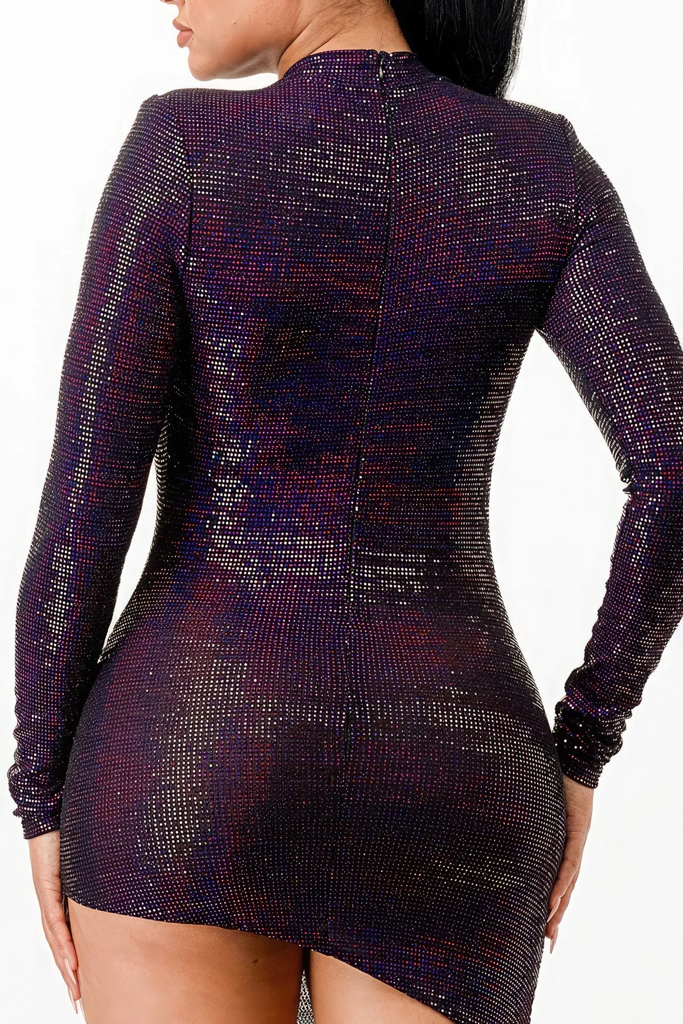 Plunge Neck Long Dress Sexy Women's Night Dress With Unbalanced Skirt Evening Dress