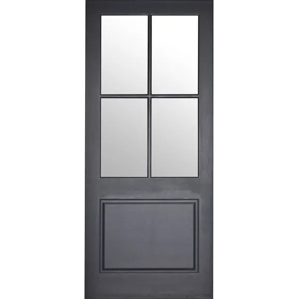 Quatro - Exterior 4-Lite Mahogany Wood Entry Solid Front Door with Clear Glass