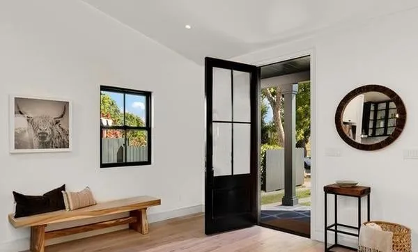 Quatro - Exterior 4-Lite Mahogany Wood Entry Solid Front Door with Clear Glass