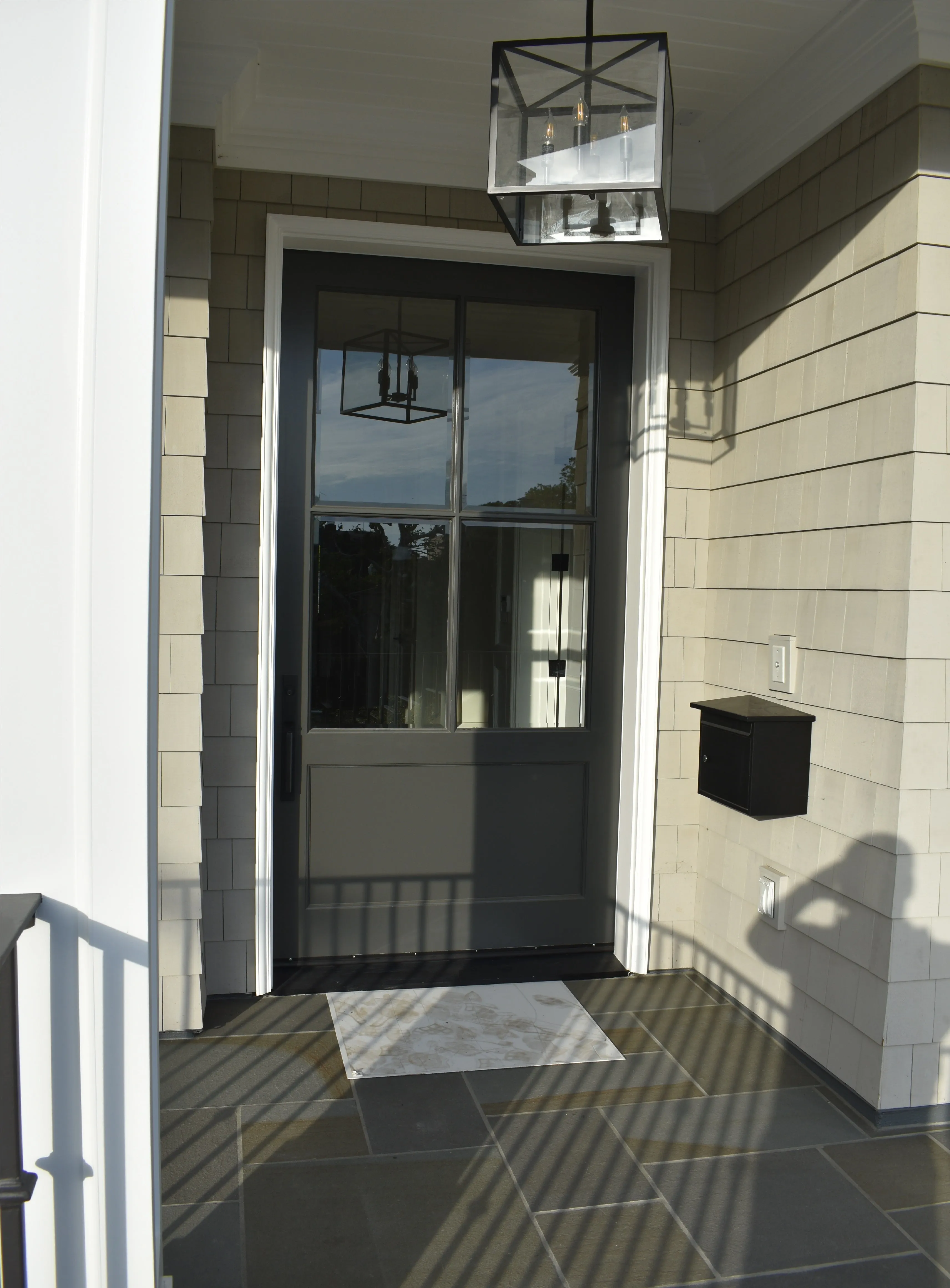 Quatro - Exterior 4-Lite Mahogany Wood Entry Solid Front Door with Clear Glass