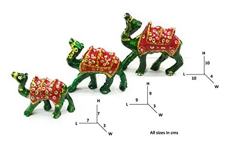 Rajasthani Camel Green Family Set of 3 Beautifully Designed showpiece_Gift Item_Home Decor_Handicraft.