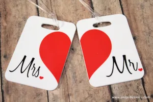 Red Heart Mr. and Mrs. Luggage Tags