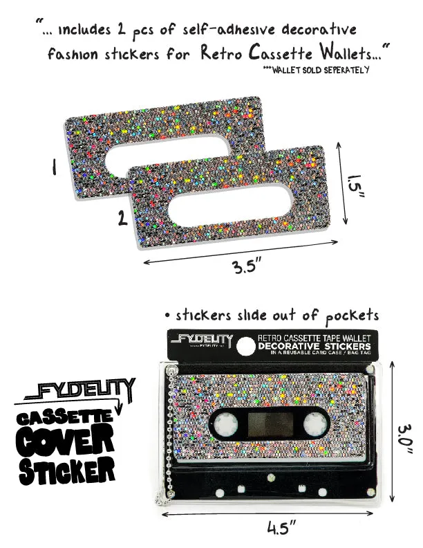 Retro Cassette Tape | Deco Sticker Tag | GLAM Rainbow Silver Glitter