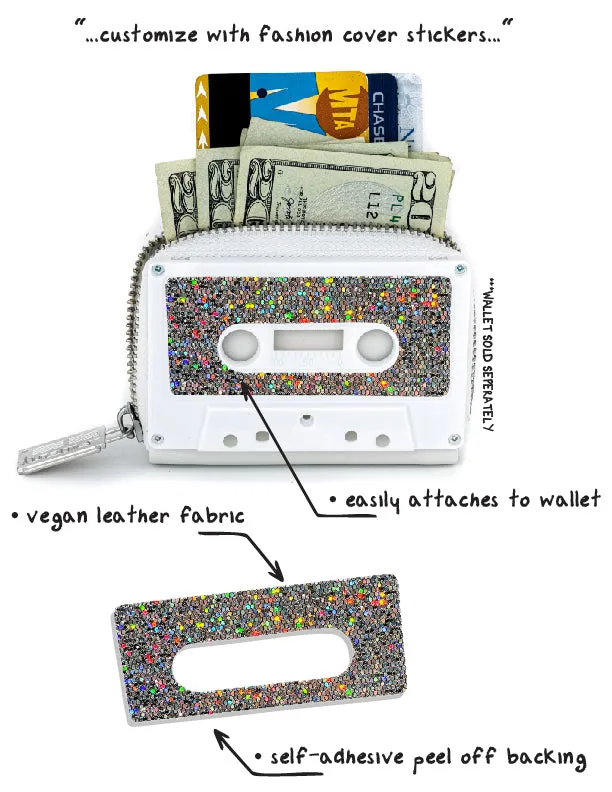 Retro Cassette Tape | Deco Sticker Tag | GLAM Rainbow Silver Glitter