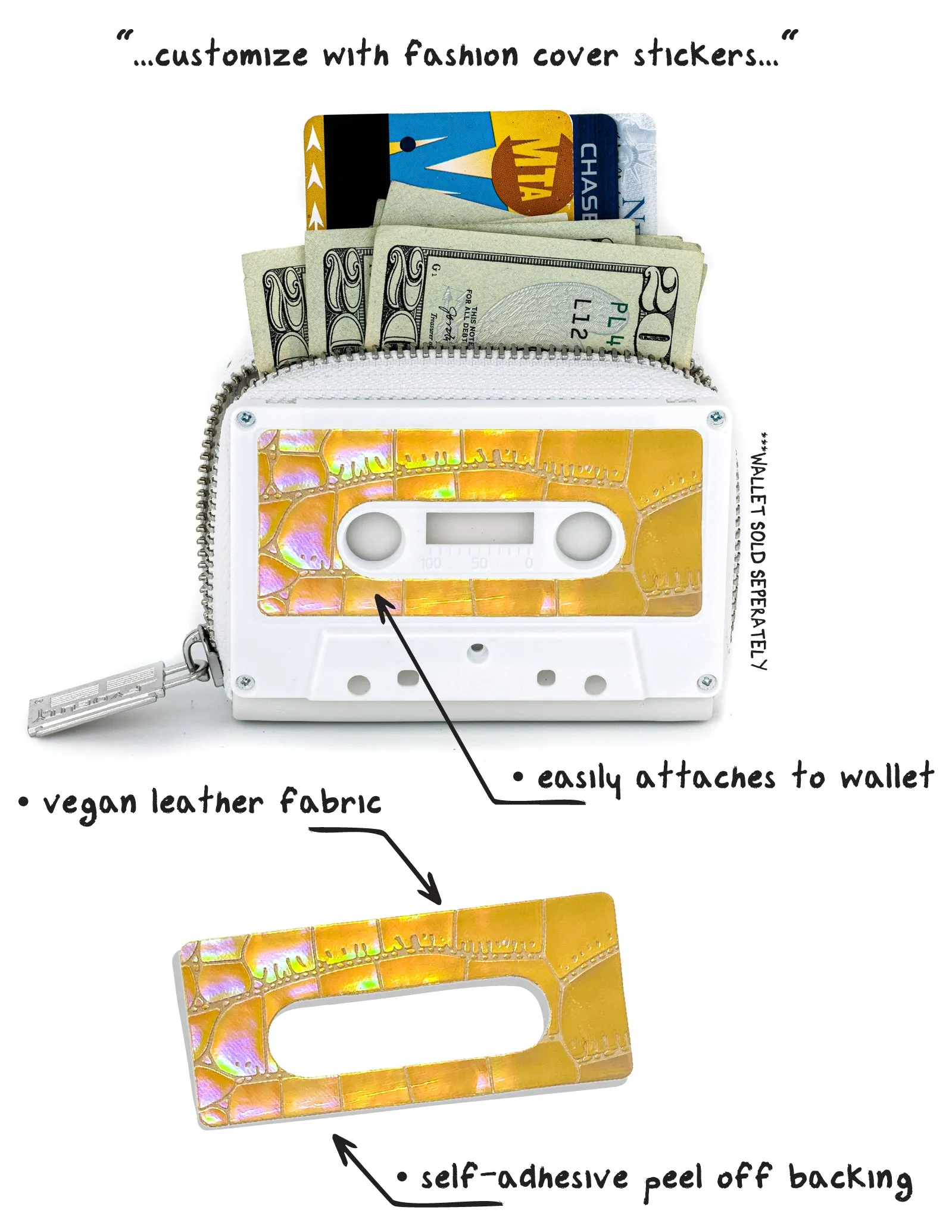 Retro Cassette Tape | Deco Sticker Tag | LASER Gold Gator