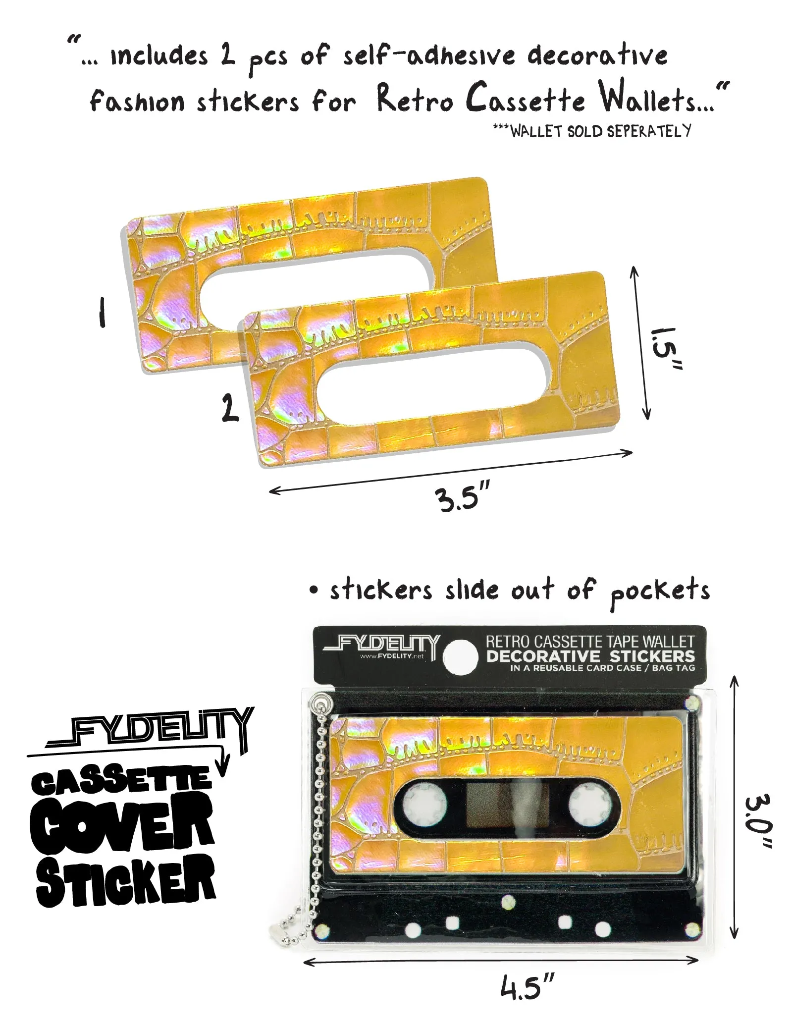 Retro Cassette Tape | Deco Sticker Tag | LASER Gold Gator