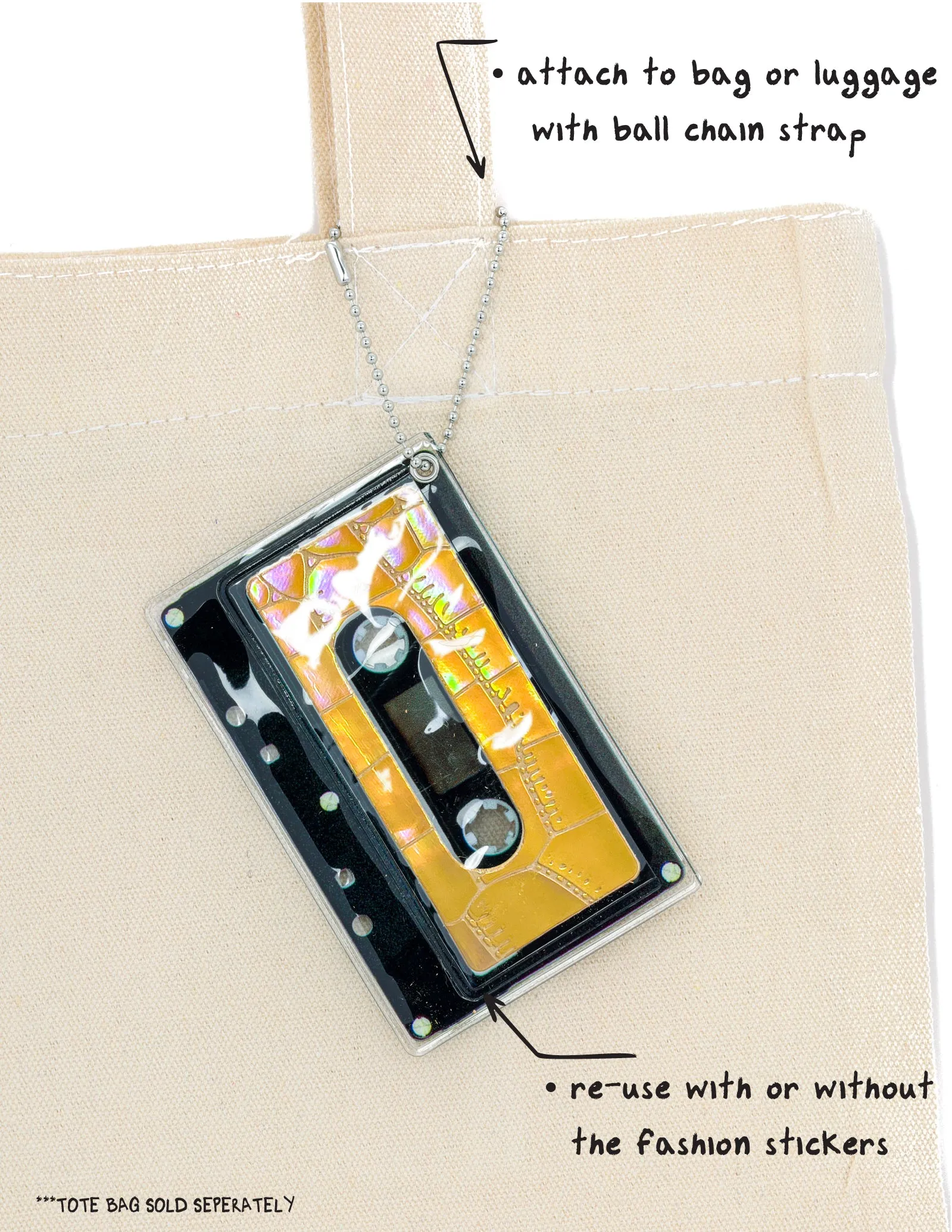 Retro Cassette Tape | Deco Sticker Tag | LASER Gold Gator